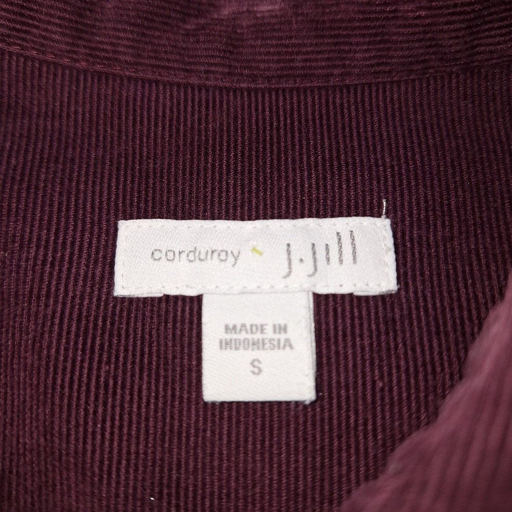 J Jill Shirt Womens Small Burgundy Lightweight Corduroy Button Down Long Sleeve - Picture 3 of 8